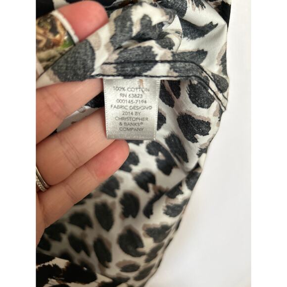 Christopher & Banks Blouse Long Sleeve Animal Print Button Down Top Small - Picture 6 of 10